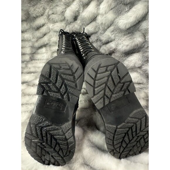 BOC Born Concept Roxy Black Vegan Faux Leather Tall Lace Buckle Combat Boots 1 - Picture 9 of 9